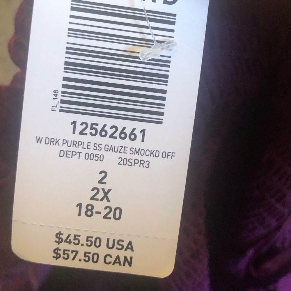 Torrid Peplum Gauze Smocked Off Shoulder Top size 2 - Picture 8 of 8